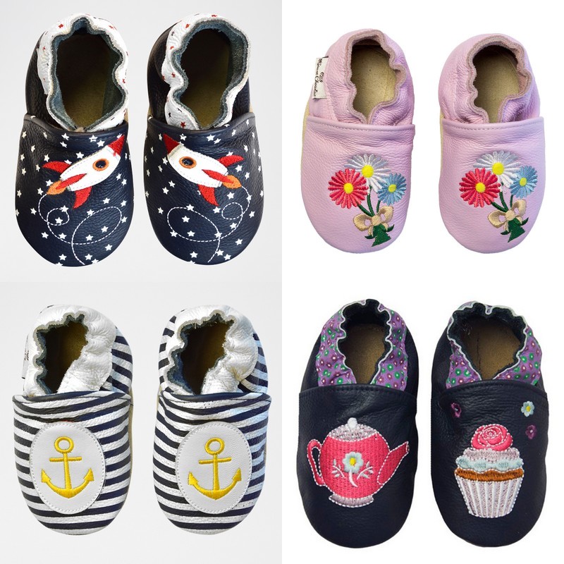 chausson cuir rose et chocolat