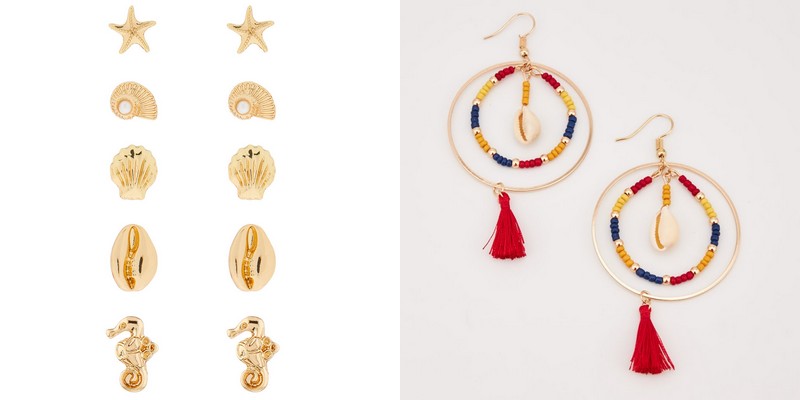 boucles d'oreilles et coquillages