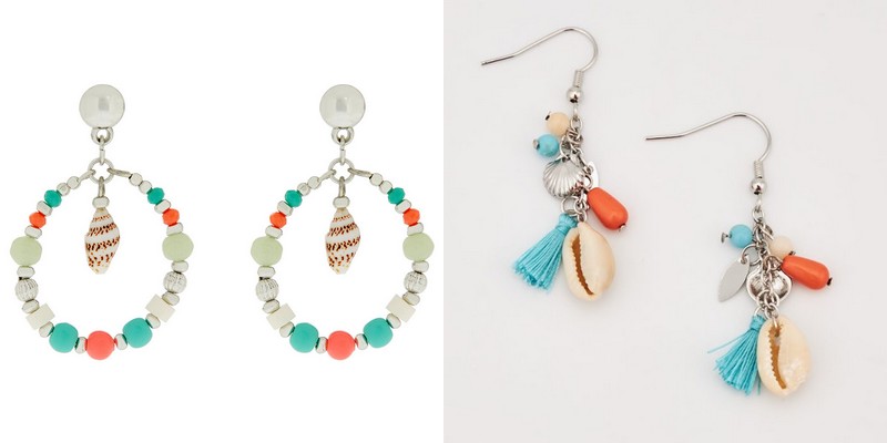 boucles d'oreilles et coquillages