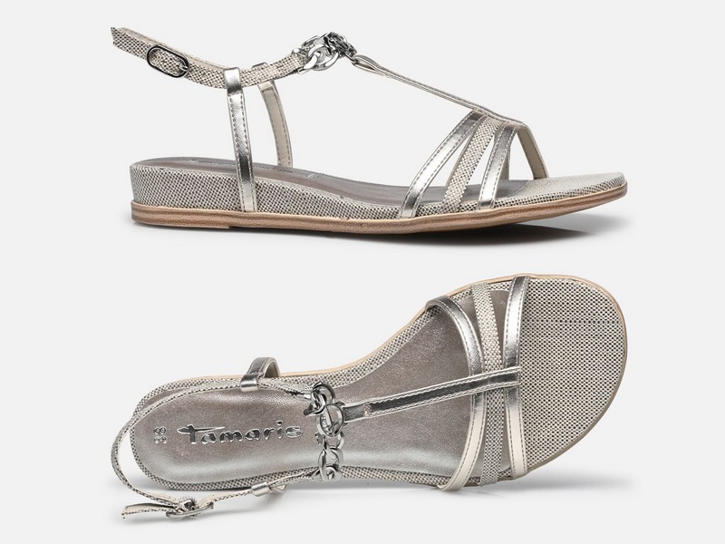 sandales chaine argent Tamaris