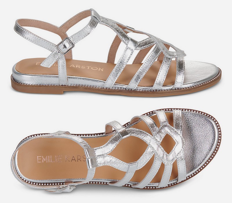 sandales en cuir argenté Emilie Karston