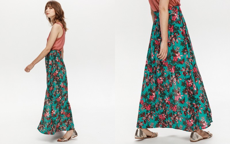 jupe longue à fleurs