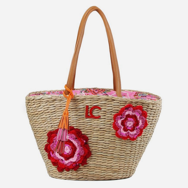 panier de paille tressée à fleurs en crochet Lola Casademunt