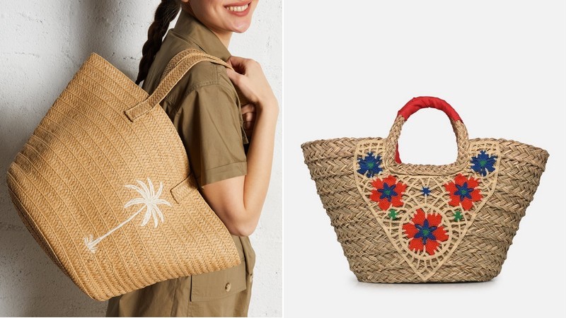 paniers de plage brodés