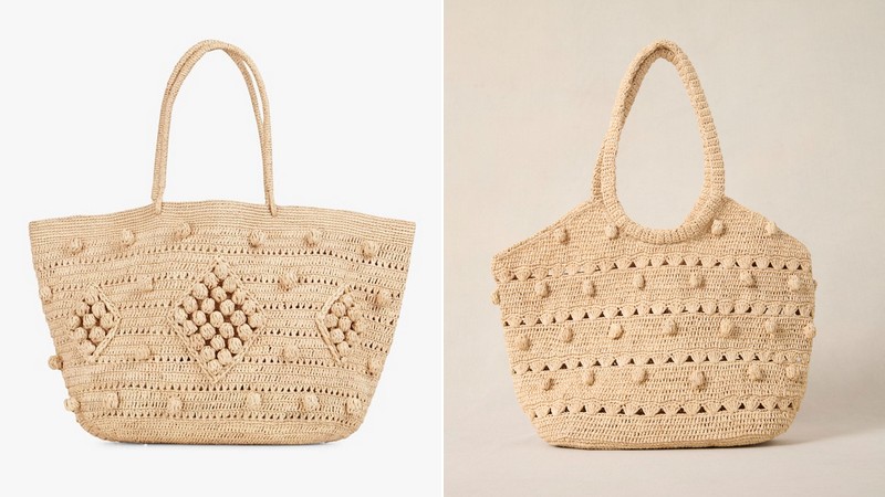 paniers en raphia et crochet