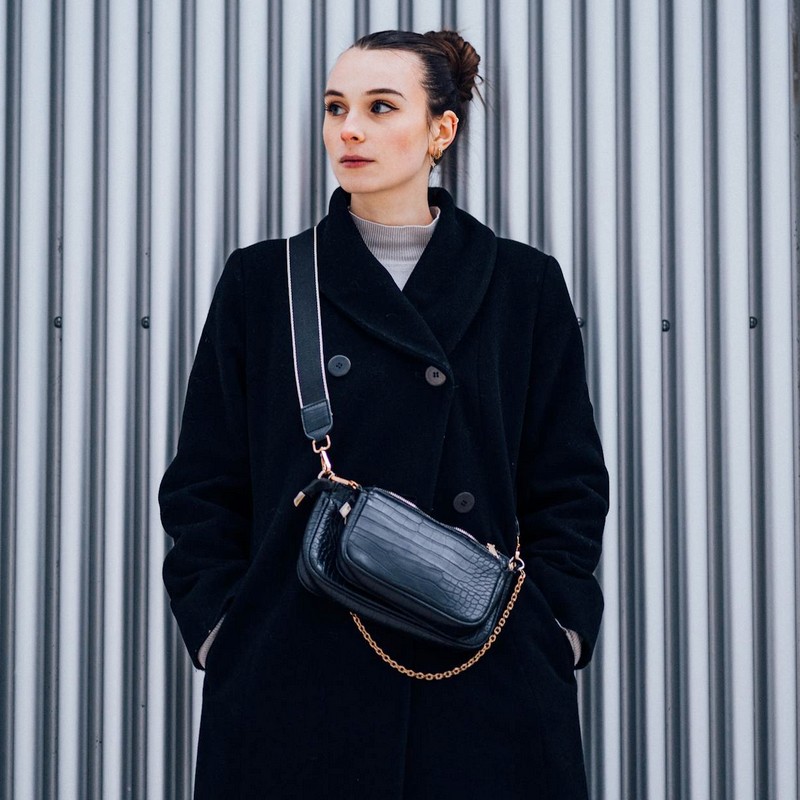 sac bandoulière noir hiver